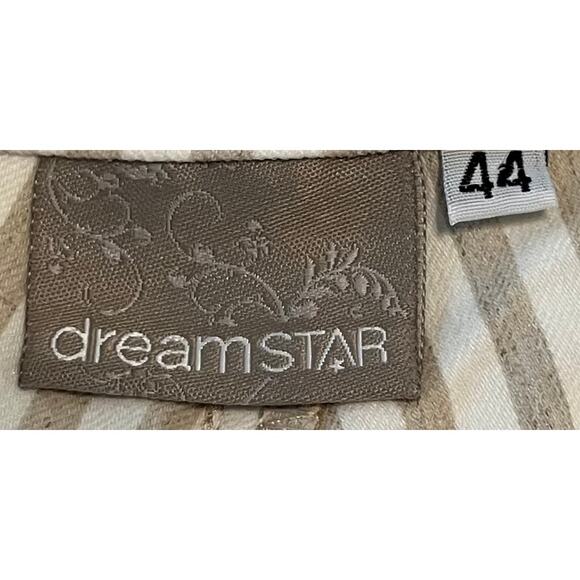 DREAMSTAR STRAIGHT LEG HI-RISE PANTS, WOMENS, 14 (34” WAIST) TAN & WHITE STRIPES - Picture 9 of 10
